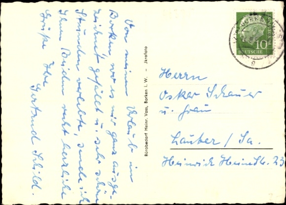 Postcard Borken in Westphalia, street section, castle