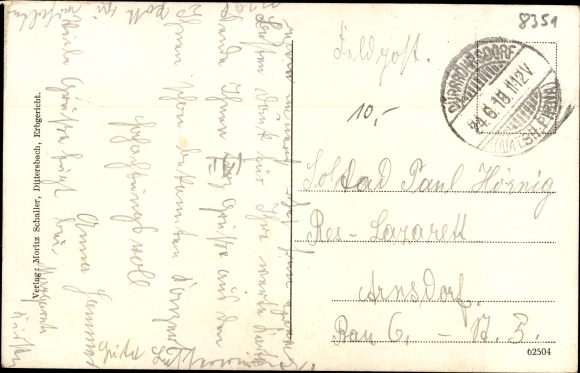 Postcard Dürrröhrsdorf Dittersbach Sachsen, inheritance court, owner Moritz Schaller, convalescent home