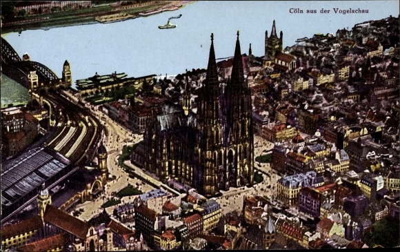 KP Köln am Rhein, miasto z lotu ptaka, katedra