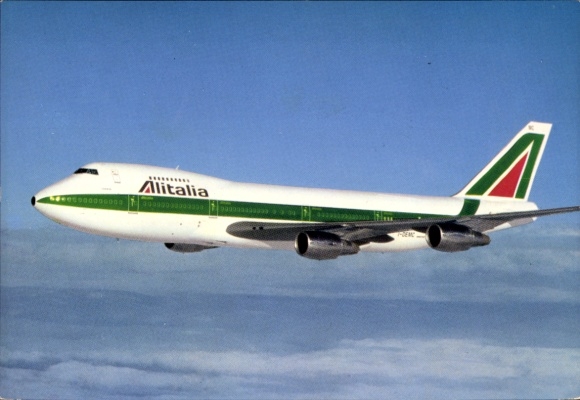 Postcard passenger aircraft Alitalia, Boeing 747-243 B-Combi