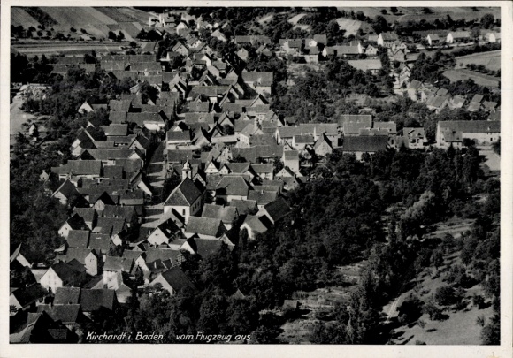 Postcard Kirchardt in Baden, aerial view of Baden, views of houses, no personalities