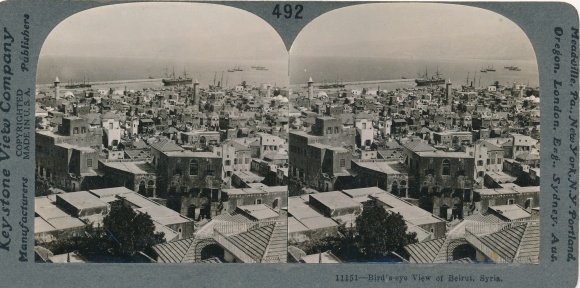 Stereo Foto Beirut Libanon, Stadtbild, Vogelschau