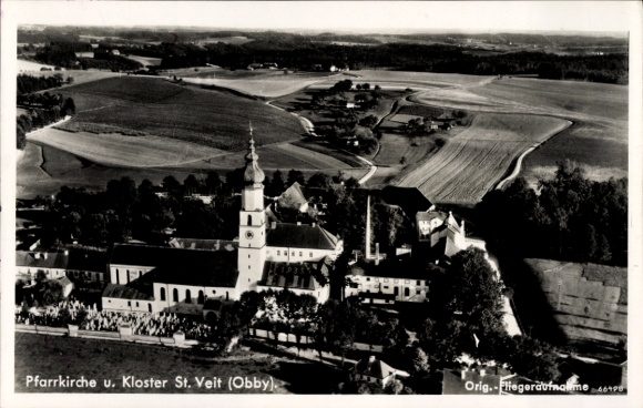 Postcard Sankt Veit an der Rott Upper Bavaria, monastery, parish church