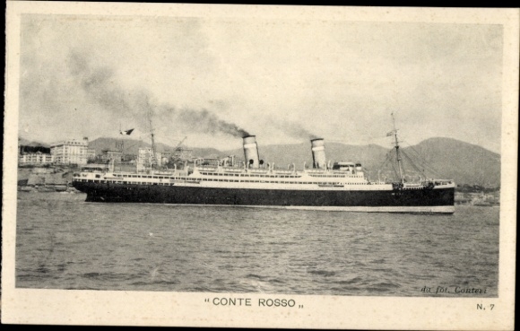 Postcard passenger steamer Conte Rosso, Lloyd Sabaudo