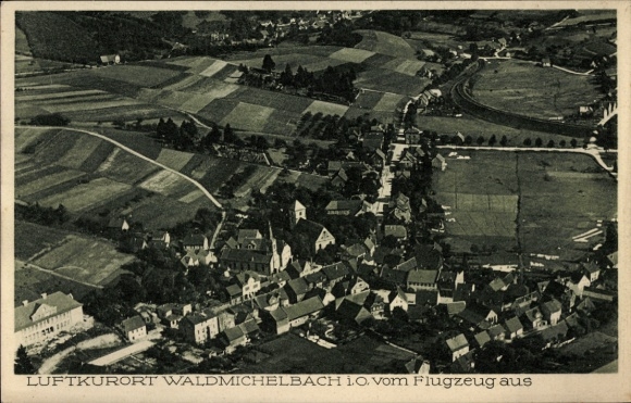 Postcard Waldmichelbach Wald Michelbach in the Odenwald Hesse, aerial photograph