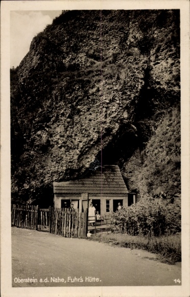 Postcard Oberstein an der Nahe, house, rock, fence, street,