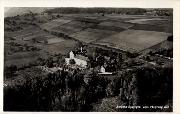 Postcard Überlingen am Bodensee, Spetzgart Castle, aerial photograph