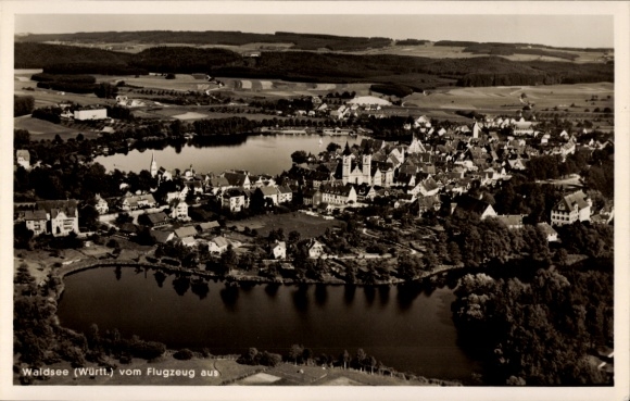 Postcard Bad Waldsee in Upper Swabia Württemberg, aerial photograph