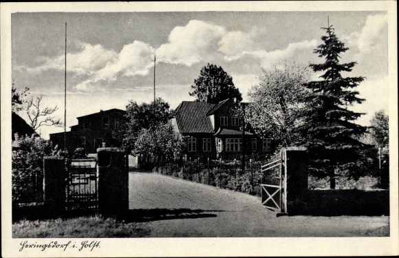 PC Heringsdorf in Ostholstein, street section, houses, entrance gate