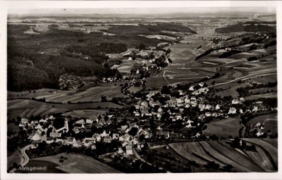 Postcard Abtsgmünd Ostalbkreis, aerial photograph