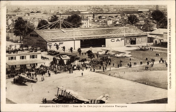 Postcard Le Bourget Seine Saint Denis, Airport, Base de la Compagnie Aerienne Francaise, CAF