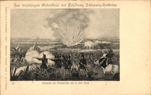 Postcard Battle of Friedericia July 6, 1849, 50th anniversary of the uprising of Schleswig Holstein