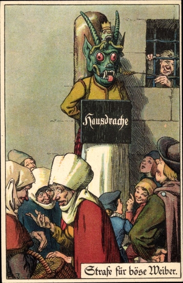 Artysta lito Jodolfi, kara dla złych kobiet, smok domowy, maska smoka, post wstydu