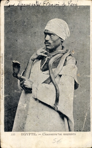 Postcard Egypt, snake charmer, snake charmer