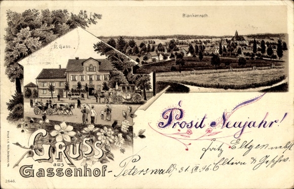 Chromo-Litho Blankenrath Rhineland Palatinate, Gassenhof, Bes. D. Gass, Panorama