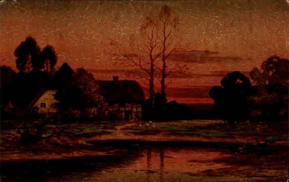 Artist Postcard Hoy, Walter, Sunset