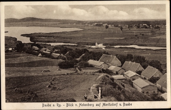 Postcard Baltic resort Baabe on Rügen, view from Hohenberg, Moritzdorf