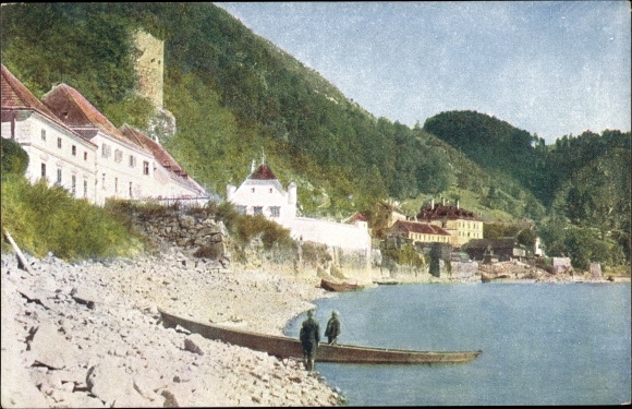 Postcard Sarmingstein St. Nikola Upper Austria, banks of the Danube