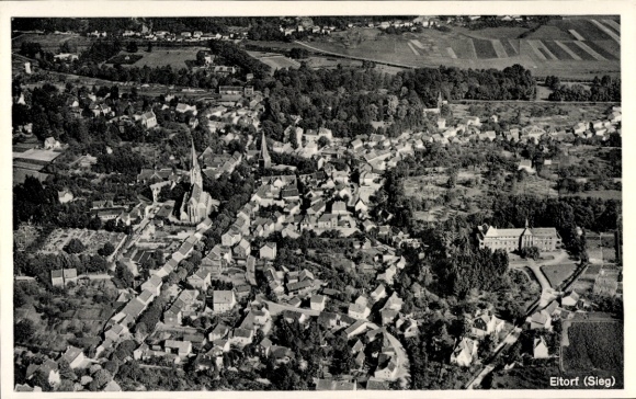 Postcard Eitorf on the Sieg, aerial photograph