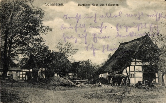 Postcard Schneeren Neustadt am Rübenberge, Bartling's House and Barns