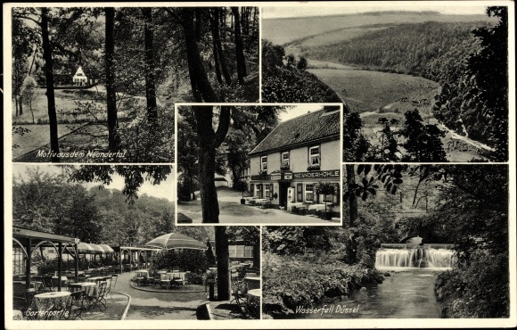 Postcard Erkrath in North Rhine-Westphalia, Düssel waterfall, Neander cave inn, Neandertal