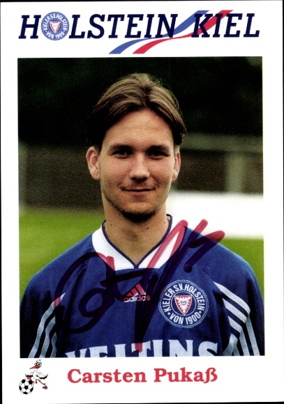 Autograph card footballer Carsten Pukaß, Holstein Kiel, autograph