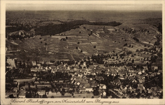 Postcard Bischoffingen Vogtsburg im Kaiserstuhl, aerial photograph