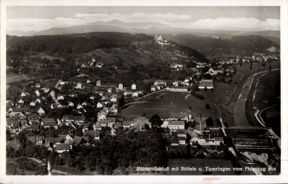 Postcard Rötteln Haagen Lörrach in Baden, castle ruins Rötteln, Röttler Castle, aerial photograph, Tumringen