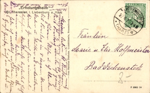 Postcard Liebenburg am Harz, St. Theresien convalescent home
