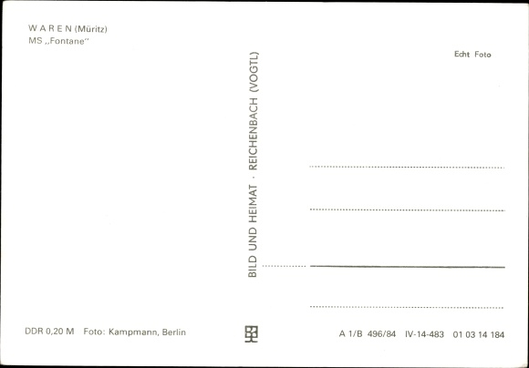 Postcard Waren an der Müritz, MS Fontaine