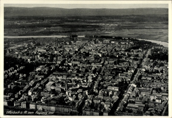 Postcard Offenbach am Main Hesse, aerial photograph