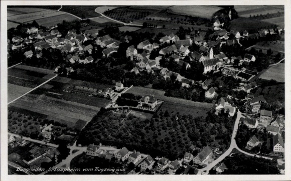 Postcard Burgrieden in Upper Swabia Württemberg, aerial photograph