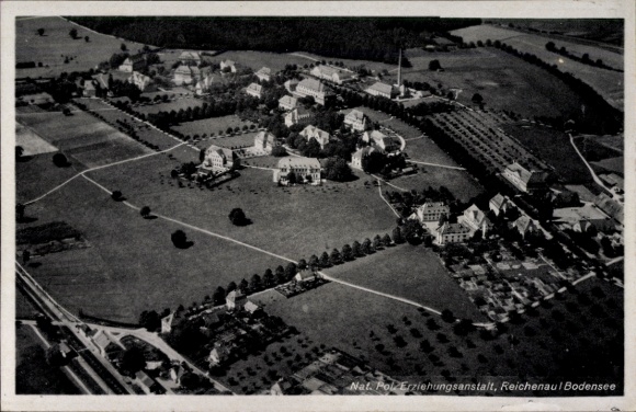Postcard Insel Reichenau Bodensee, aerial photograph, Nat. Pol. Educational Institution, Napola