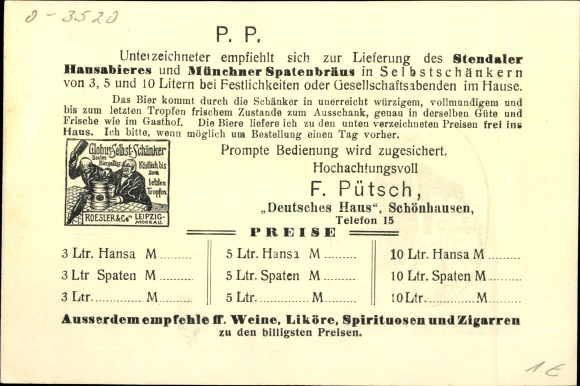 Postcard Schönhausen Elbe, Gasthof Deutsches Haus, Fr. Pütsch