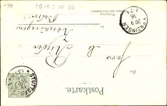 KP pocztowa Stuttgart w Badenii-Wirtembergii, wystawa elektrotechniki i sztuk użytkowych 1896
