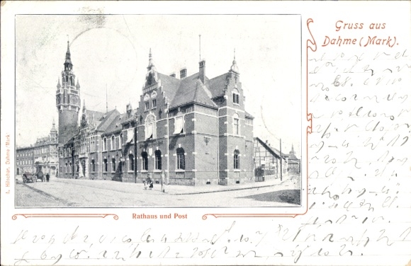 Postcard Dahme in der Mark, Town Hall, Post Office