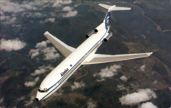 Postcard passenger aircraft Alaska, Boeing 727 200