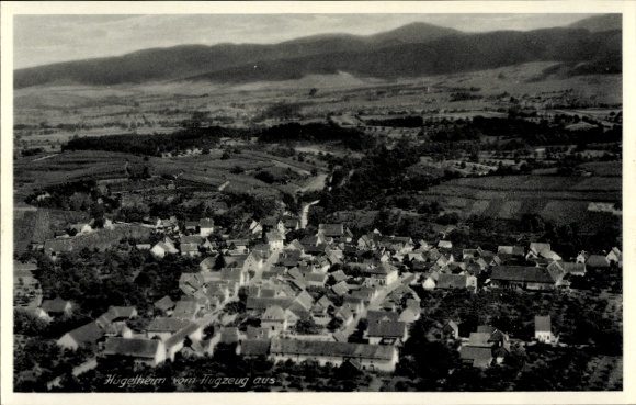 Postcard Hügelheim Müllheim in Baden Markgräflerland, aerial photograph