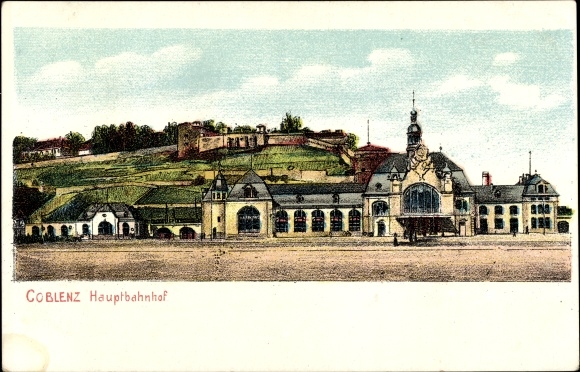 Ak Koblenz in Rheinland Pfalz, Hauptbahnhof, Vorplatz