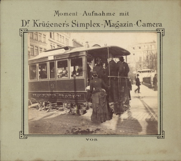 Photo Frankfurt Main, Frankfurt Tram 9, snapshot with Dr. Krügener's Simplex magazine camera