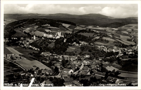 Ak Wörth an der Donau Oberpfalz Bayern, Fliegeraufnahme