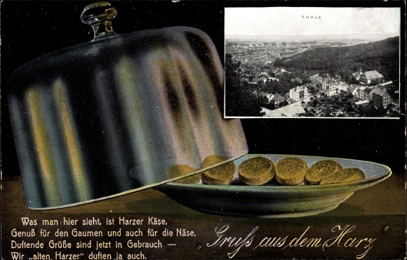 Passepartout PC Thale in the Harz Mountains, Harz cheese, cheese dome, poem