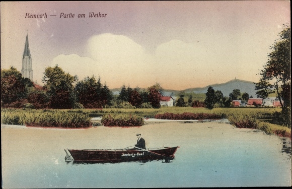 Postcard Kemnath in the Upper Palatinate, lot at the pond, rowing boat