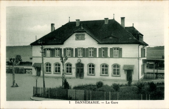 Postcard Dannemarie Dammerkirch Alsace Haut Rhin, train station
