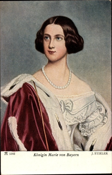 Artist PC Stieler, J., Queen Marie of Bavaria, portrait, Ackermann 1383