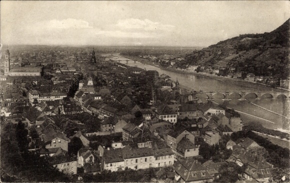 Ak Heidelberg am Neckar, Luftaufnahme von  Neckar, Häuser, Brücken