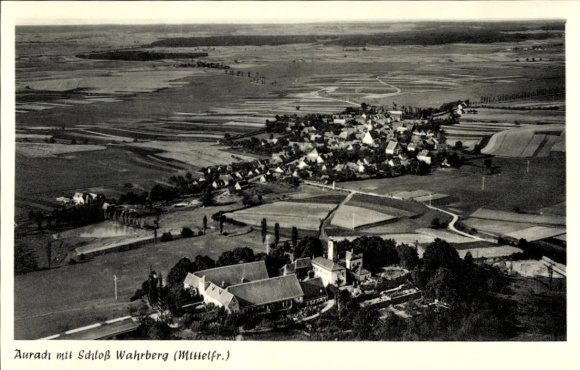 Ak Aurach in Midden-Franken, luchtfoto, kasteel Wahrberg