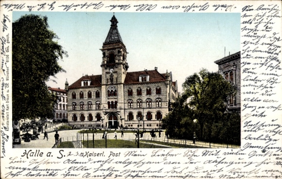 Postcard Halle an der Saale, Imperial Post Office