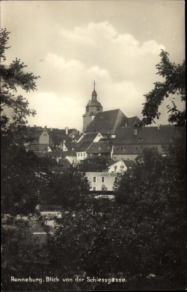 Ak Ronneburg in Thüringen, uitzicht vanaf de Schiessgasse
