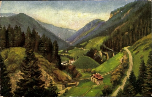 Artysta KP Hoffmann, H., Breitnau w Schwarzwaldzie, Höllental w pobliżu wąwozu Rawenny